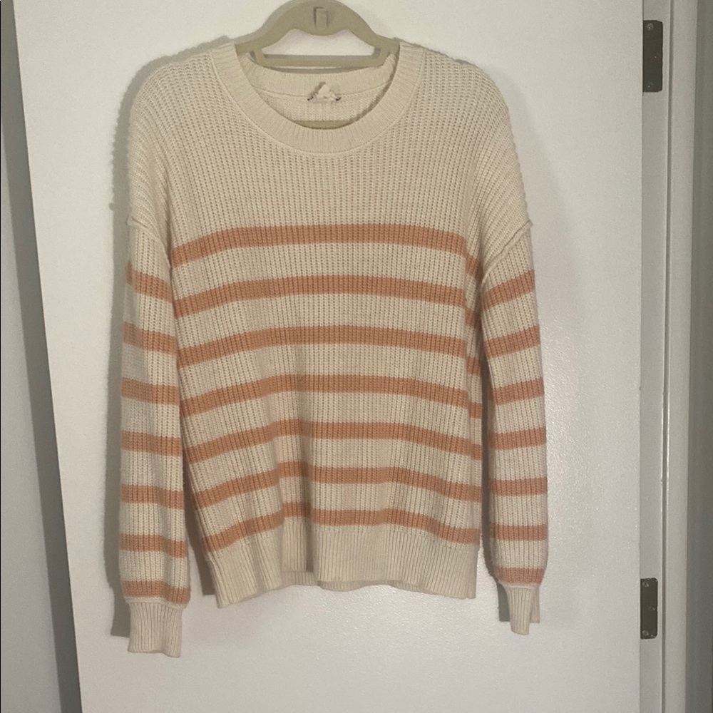 Striped Cream and Peach Sweater